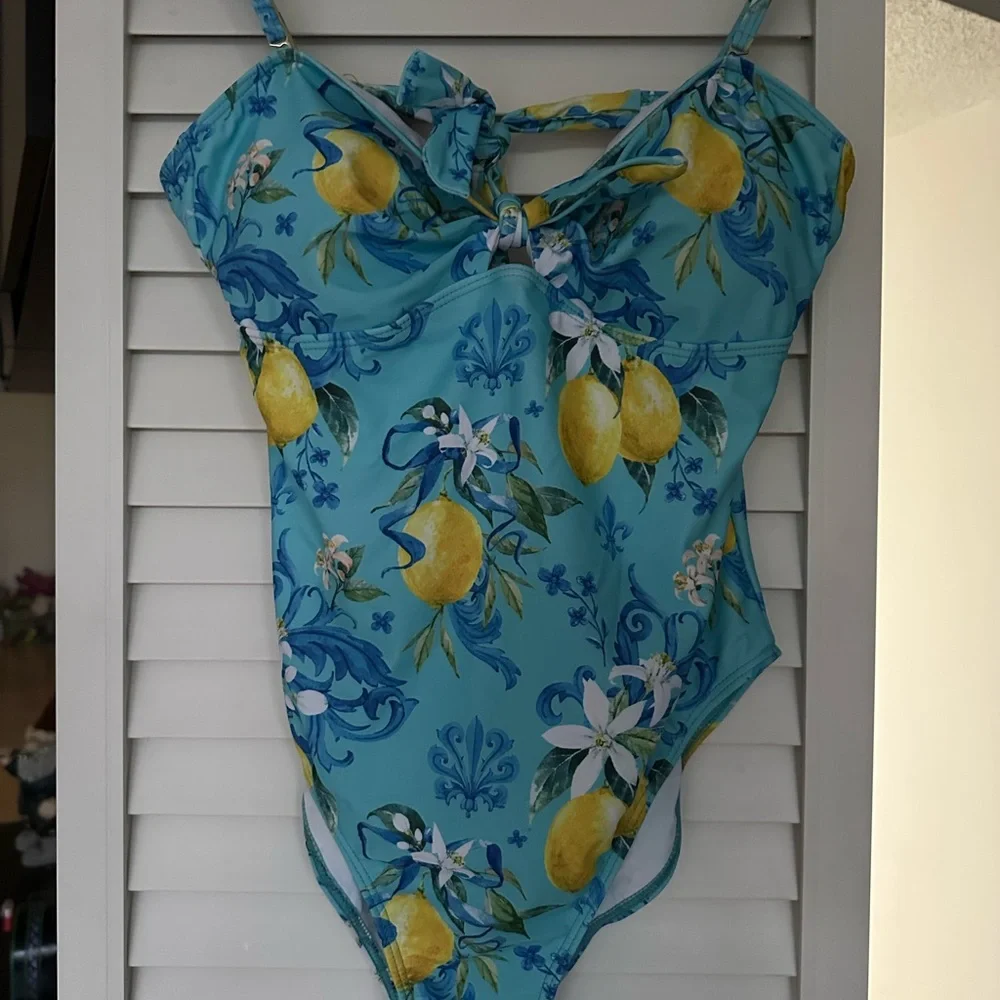 Floral Lemon Print One Piece Swimsuit